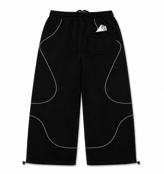 BLACK REFLECTIVE TRACKSUIT PANTS