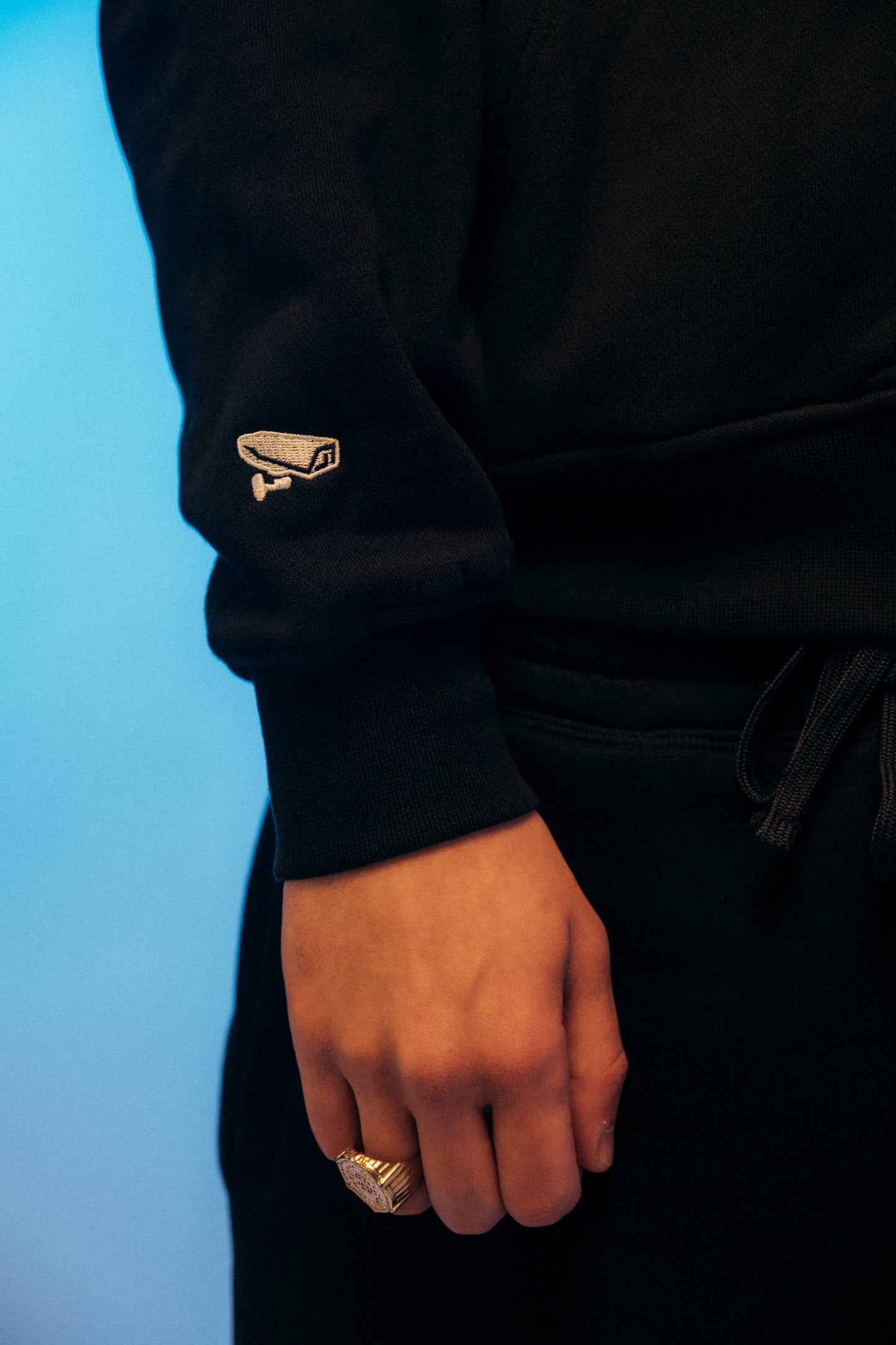 VIGILANCE BLACK ZIP-UP HOODIE