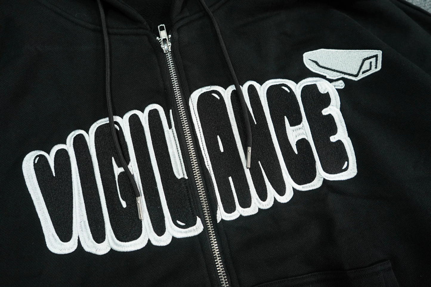 VIGILANCE BLACK ZIP-UP HOODIE