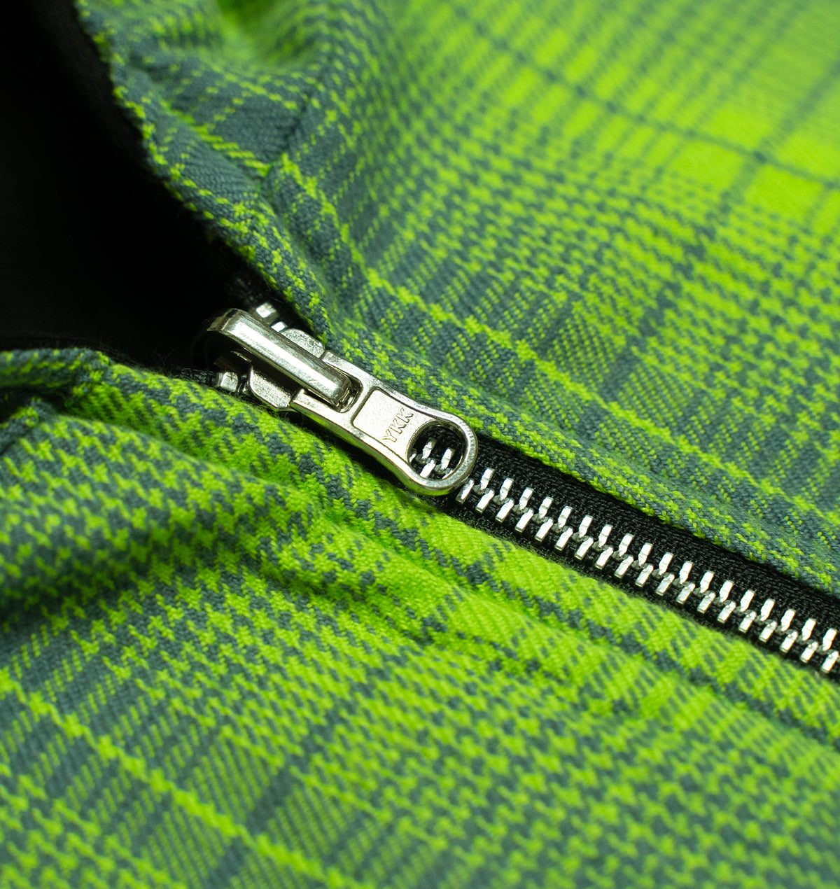 BLACK/GREEN REVERSIBLE PLAID ZIP-UP HOODIE