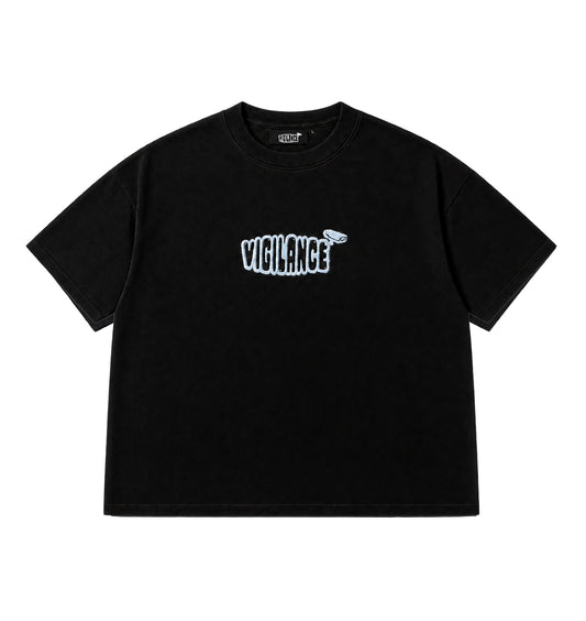 BLACK EMBROIDERED T-SHIRT