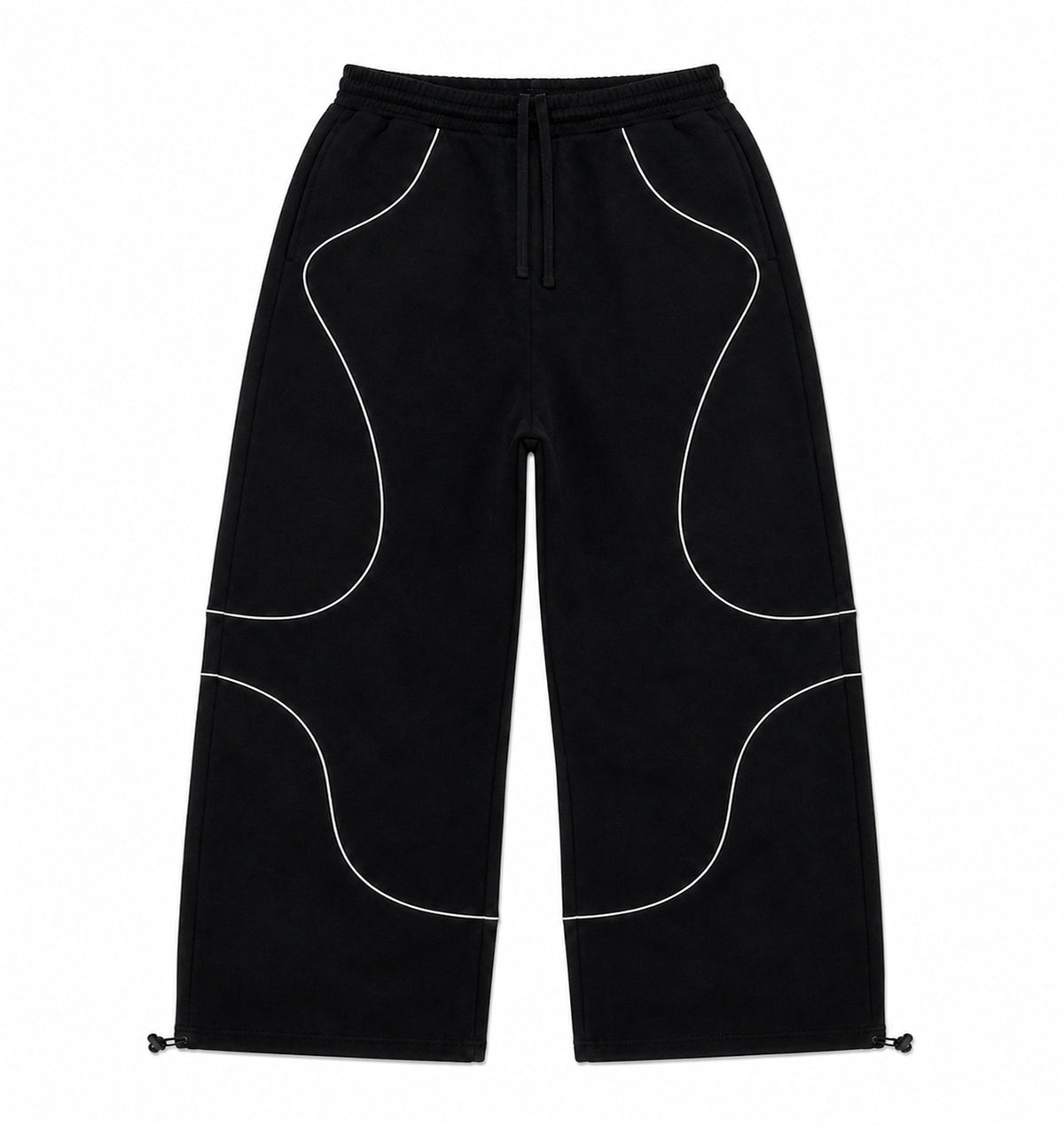 BLACK REFLECTIVE TRACKSUIT PANTS