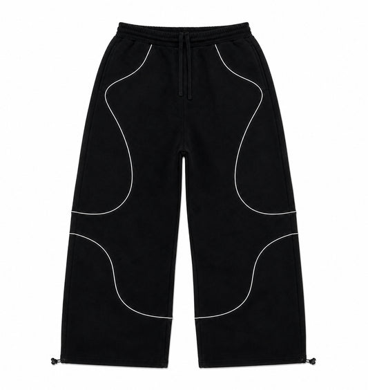 BLACK REFLECTIVE TRACKSUIT PANTS