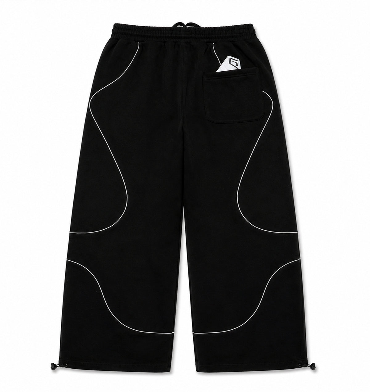 BLACK REFLECTIVE TRACKSUIT PANTS