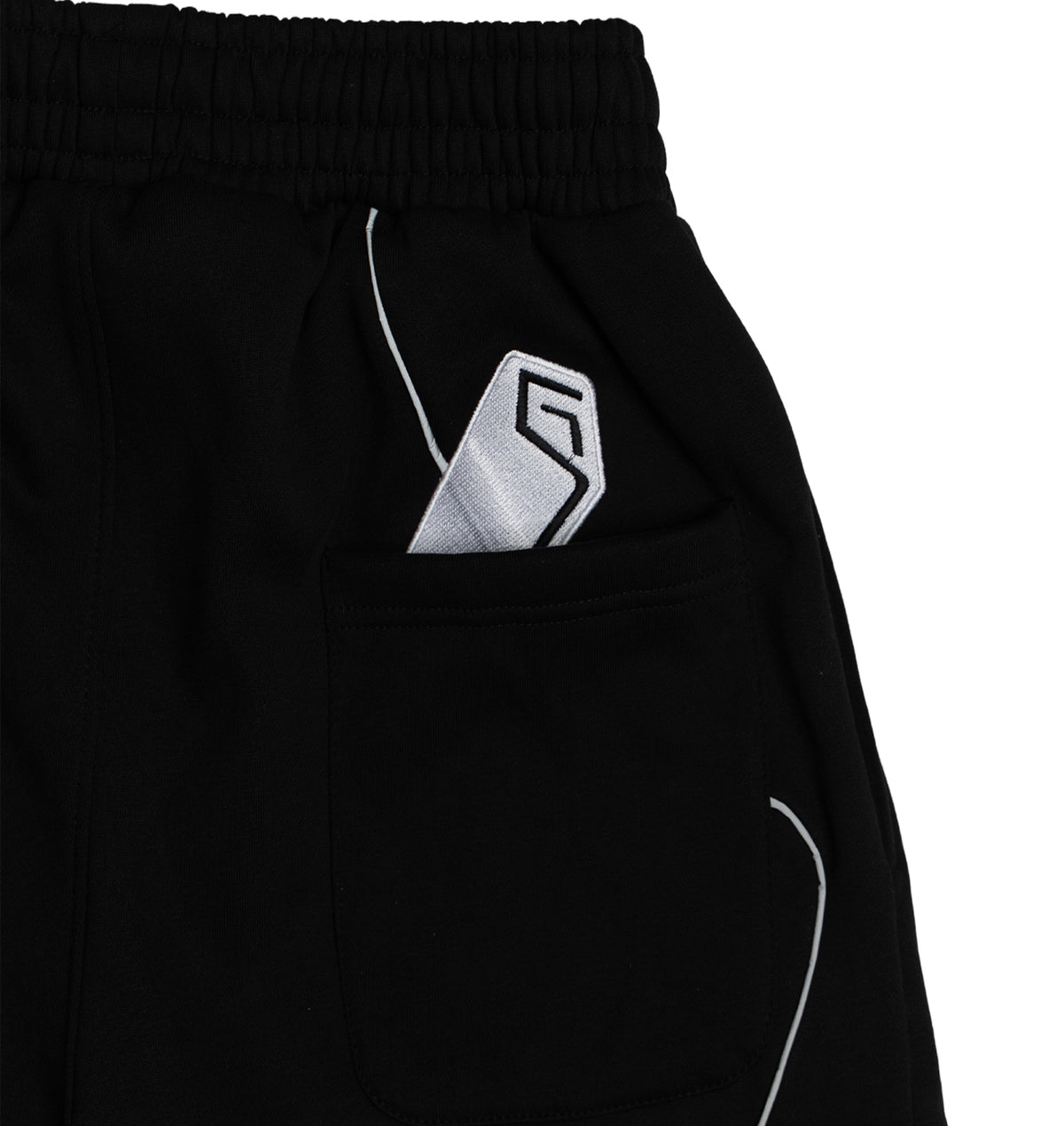 BLACK REFLECTIVE TRACKSUIT PANTS