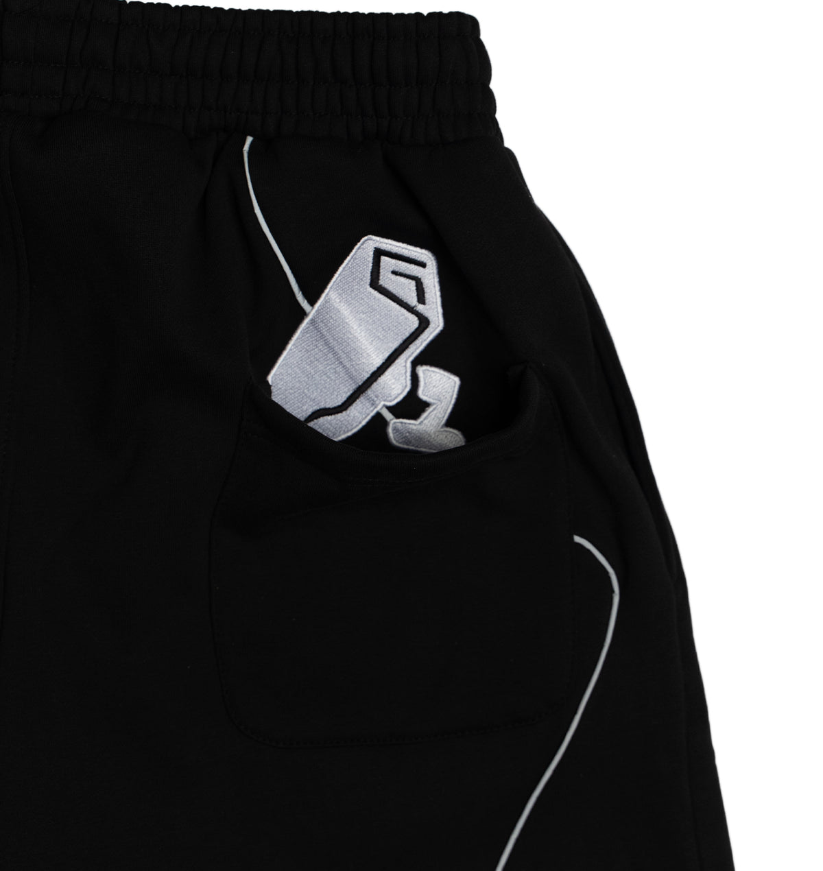 BLACK REFLECTIVE TRACKSUIT PANTS
