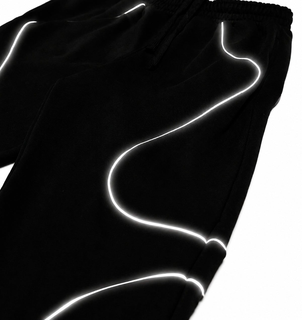 BLACK REFLECTIVE TRACKSUIT PANTS