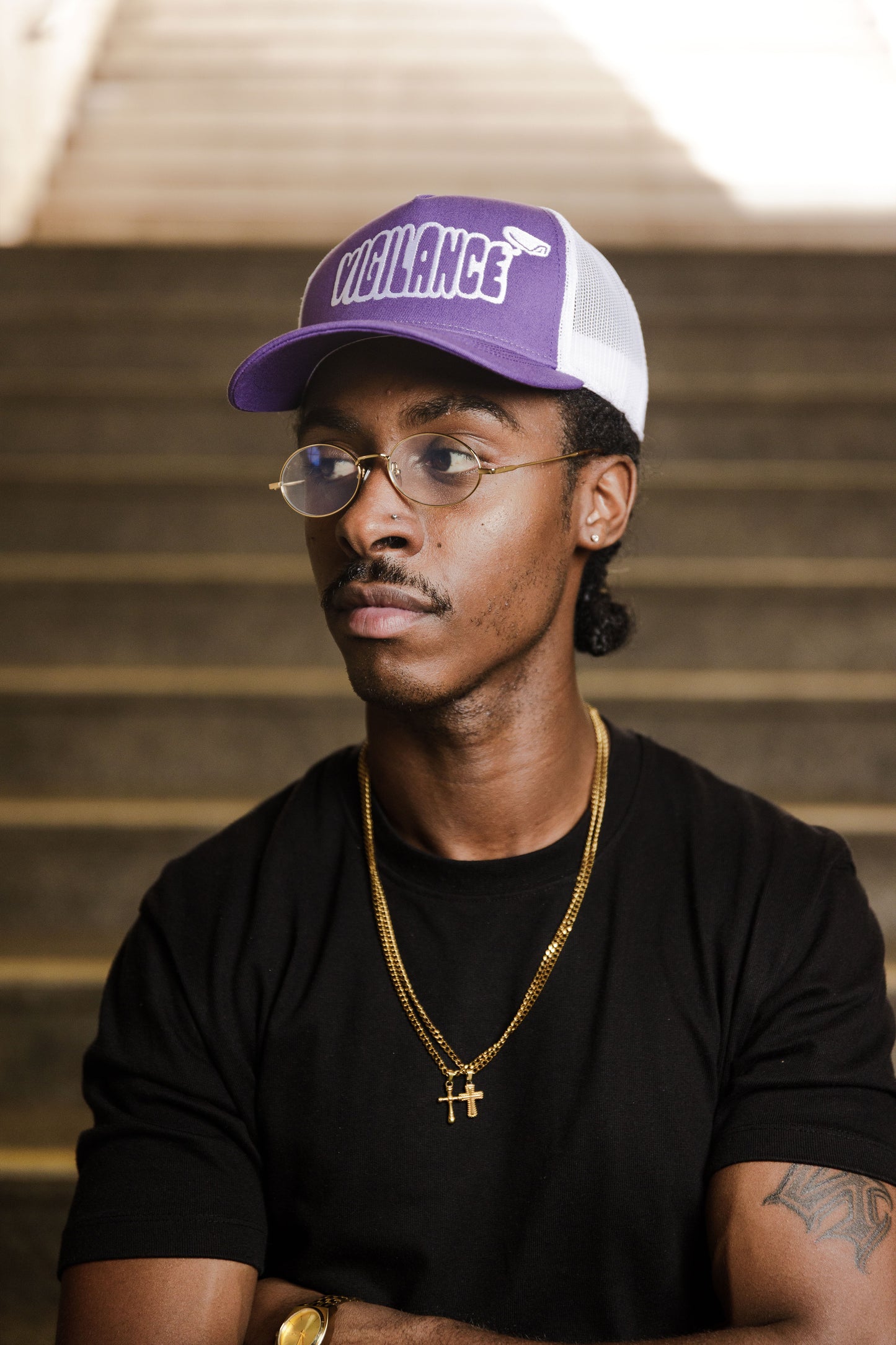 VIGILANCE PURPLE TRUCKER CAP