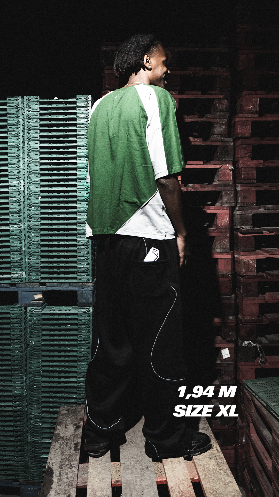 BLACK REFLECTIVE TRACKSUIT PANTS