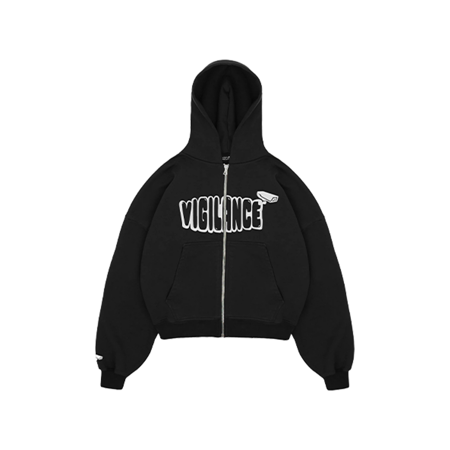 VIGILANCE BLACK ZIP-UP HOODIE